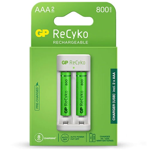 GP ReCyko USB Charger for AA and AAA Batteries  2 Slot With Free 2pcs 800mAh AAA Batteries E211