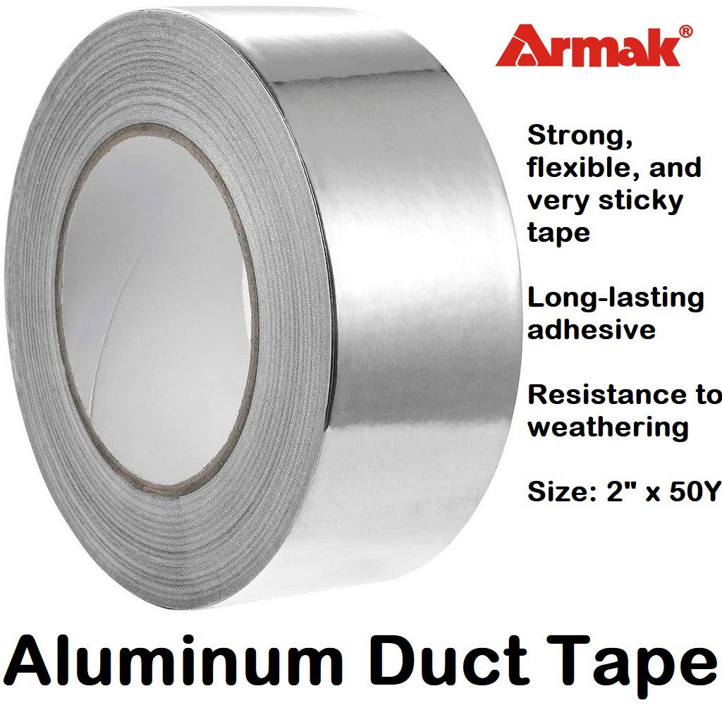 Armak Aluminum Duct Tape Silver Grey Shiny Duck Tape 2 inch x 50 yards