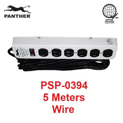 Panther 6 Gang Voltage Surge Protector 6 Outlets Extension Cord 5 meters PSP-0394 PSP 0394 PSP0394