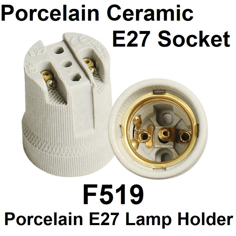 E27 Screw Ceramic Porcelain Socket Bulb Holder For Reptile Pet Heat Lamps F519 Ceramic Outlet Screw