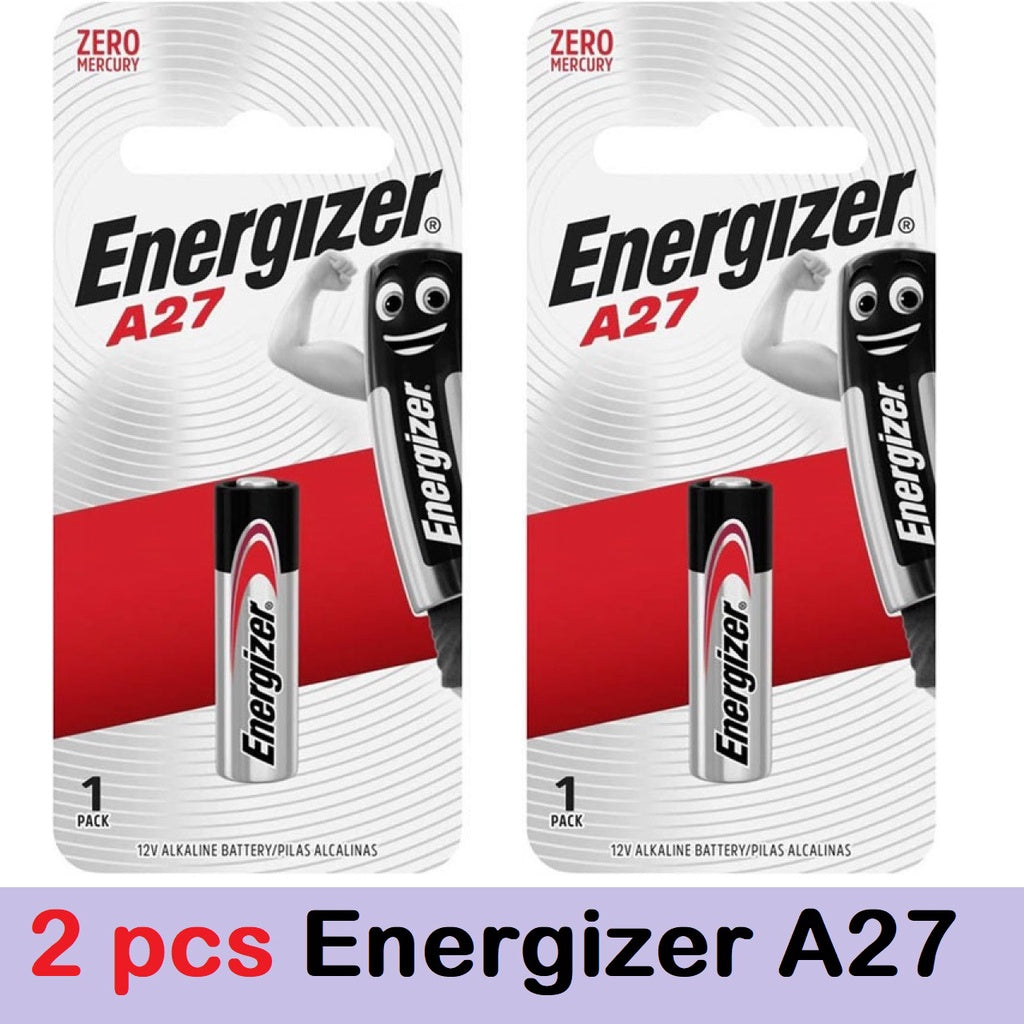 Energizer A27 (2pcs) 12V Alkaline Battery 27A Batteries Keyless Entry Car Remote Garage Door