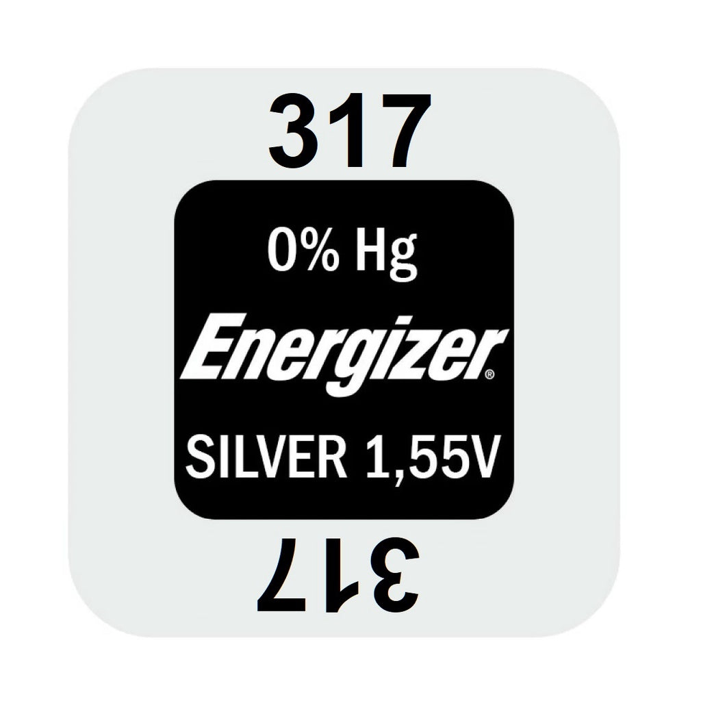 Energizer 317 SR62 (1pc) 1.55v Silver Oxide Button Cell Battery Mercury Free V317 SR516SW RW326 D317