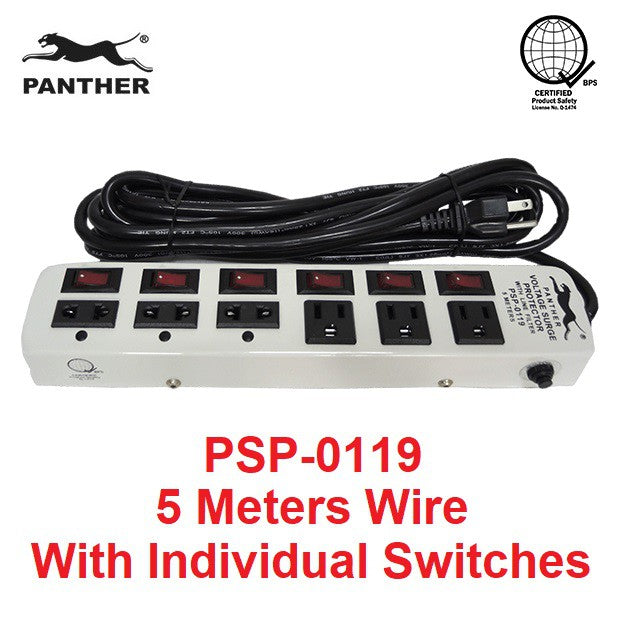 Panther Extension Cord Voltage Surge Protector with Line Filter 5 meters PSP-0119 PSP 0119 PSP0119