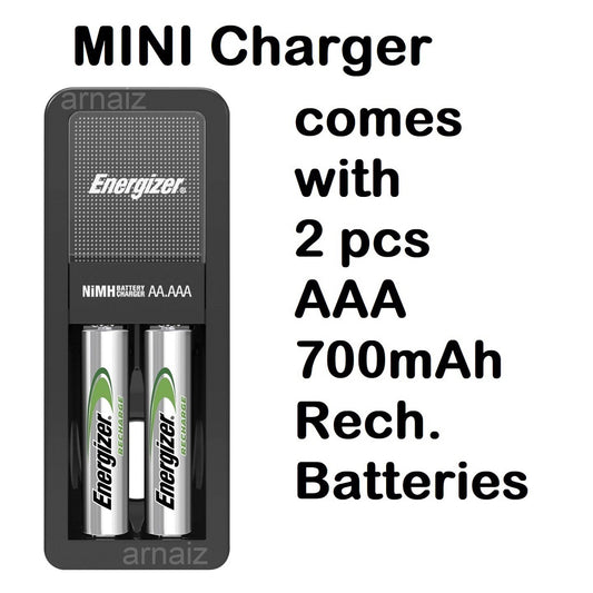 Energizer Mini Charger for AA and AAA Batteries with FREE 2 Rechargeable AAA Batteries CH2PC4