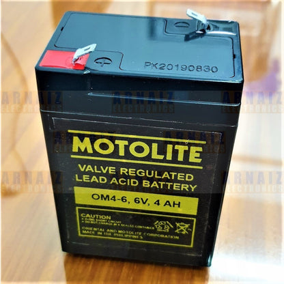 Motolite 6V 4Ah OM4-6 6 Volts 4 Ampere Rechargeable Sealed Lead Acid Battery 6v 4.5Ah Toy Car Batt