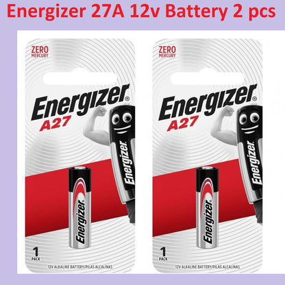 Energizer A27 (2pcs) 12V Alkaline Battery 27A Batteries Keyless Entry Car Remote Garage Door