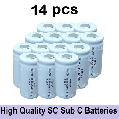 2-20pcs Screw Driver Electric Drill SC Batteries 1.2V 1800mah Sub C Ni-Cd Rechargeable Battery SUBC