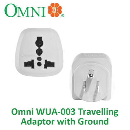 Omni WUA-003 Travelling Adaptor with Ground Universal Socket Travel Adapter Plug Omni WUA003 WUA 003