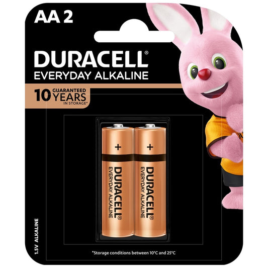 Duracell AA (2 pcs) Battery Everyday Alkaline Batteries Duracell AA Batteries LR6 Double A Battery