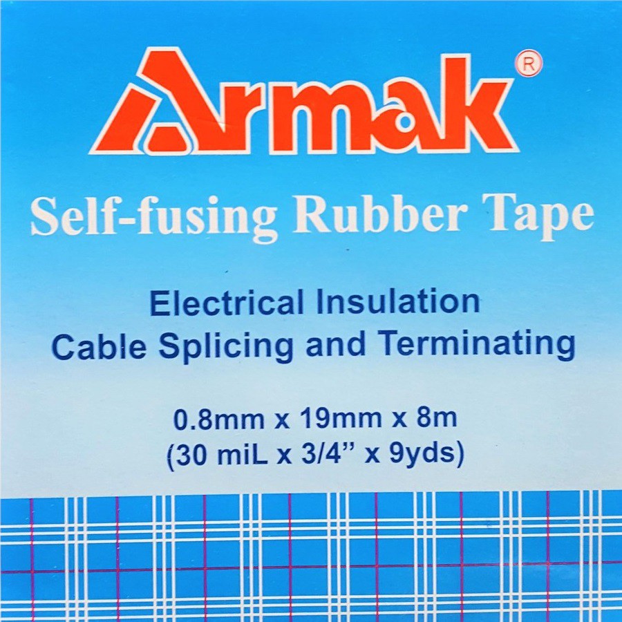 ARMAK Rubber Tape 0.8mm x 19mm x 8m ARMAK Self-fusing Butyl Butylene Rubber Tape 3/4" x 9 yards