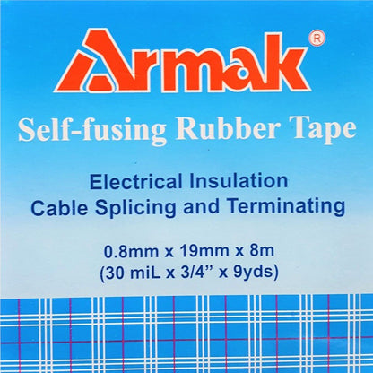 ARMAK Rubber Tape 0.8mm x 19mm x 8m ARMAK Self-fusing Butyl Butylene Rubber Tape 3/4" x 9 yards