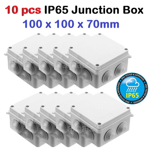 (10 pcs) 100x100x70mm IP65 Waterproof Outdoor Electrical CCTV Enclosure Square Junction Box White