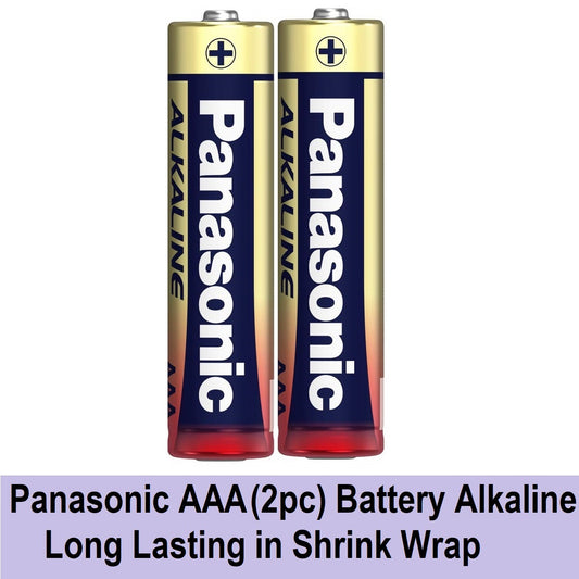 Panasonic AAA (2pc) Battery Alkaline Long Lasting 1.5V LR03T/2S Panasonic AAA Batteries Shrink Wrap