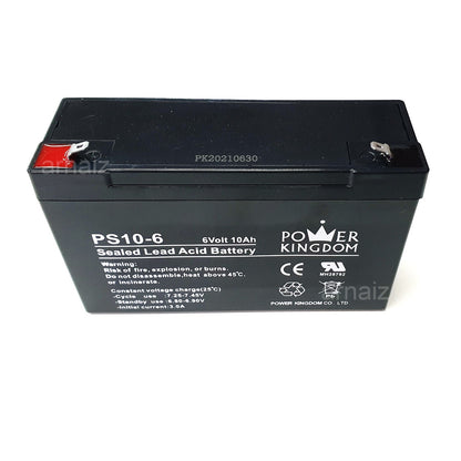 Power Kingdom 6V 10Ah SLA Rechargeable Battery PK10-6 Valve Regulated Sealed Lead Acid Battery