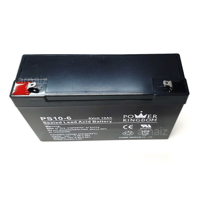 Power Kingdom 6V 10Ah SLA Rechargeable Battery PK10-6 Valve Regulated Sealed Lead Acid Battery