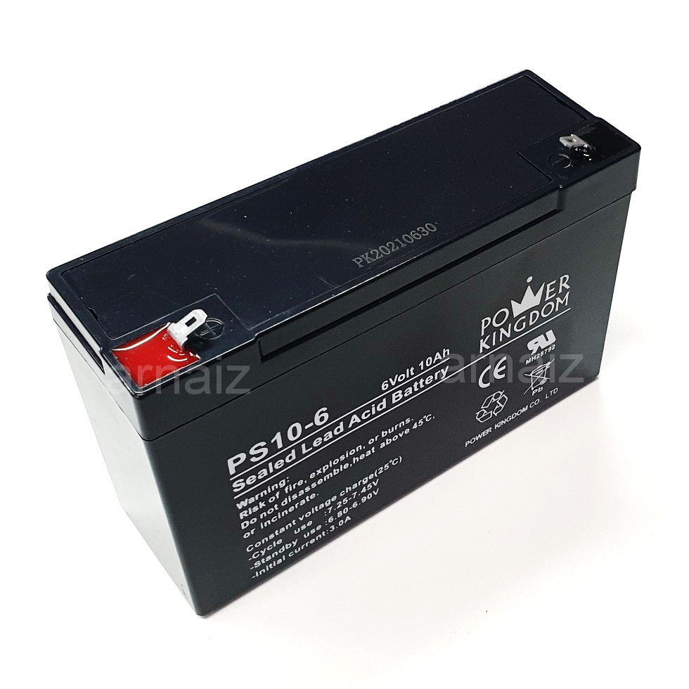Power Kingdom 6V 10Ah SLA Rechargeable Battery PK10-6 Valve Regulated Sealed Lead Acid Battery