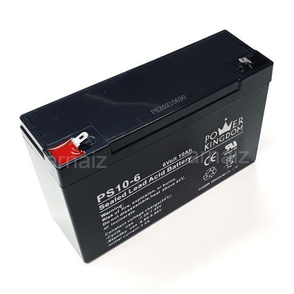 Power Kingdom 6V 10Ah SLA Rechargeable Battery PK10-6 Valve Regulated Sealed Lead Acid Battery