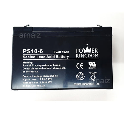 Power Kingdom 6V 10Ah SLA Rechargeable Battery PK10-6 Valve Regulated Sealed Lead Acid Battery