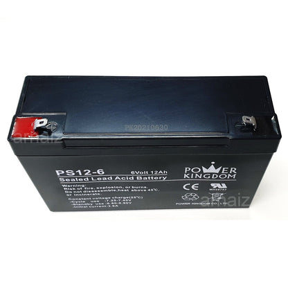Power Kingdom 6V 12Ah SLA Rechargeable Battery PK12-6 Valve Regulated Sealed Lead Acid Battery