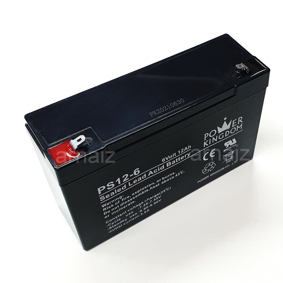 Power Kingdom 6V 12Ah SLA Rechargeable Battery PK12-6 Valve Regulated Sealed Lead Acid Battery