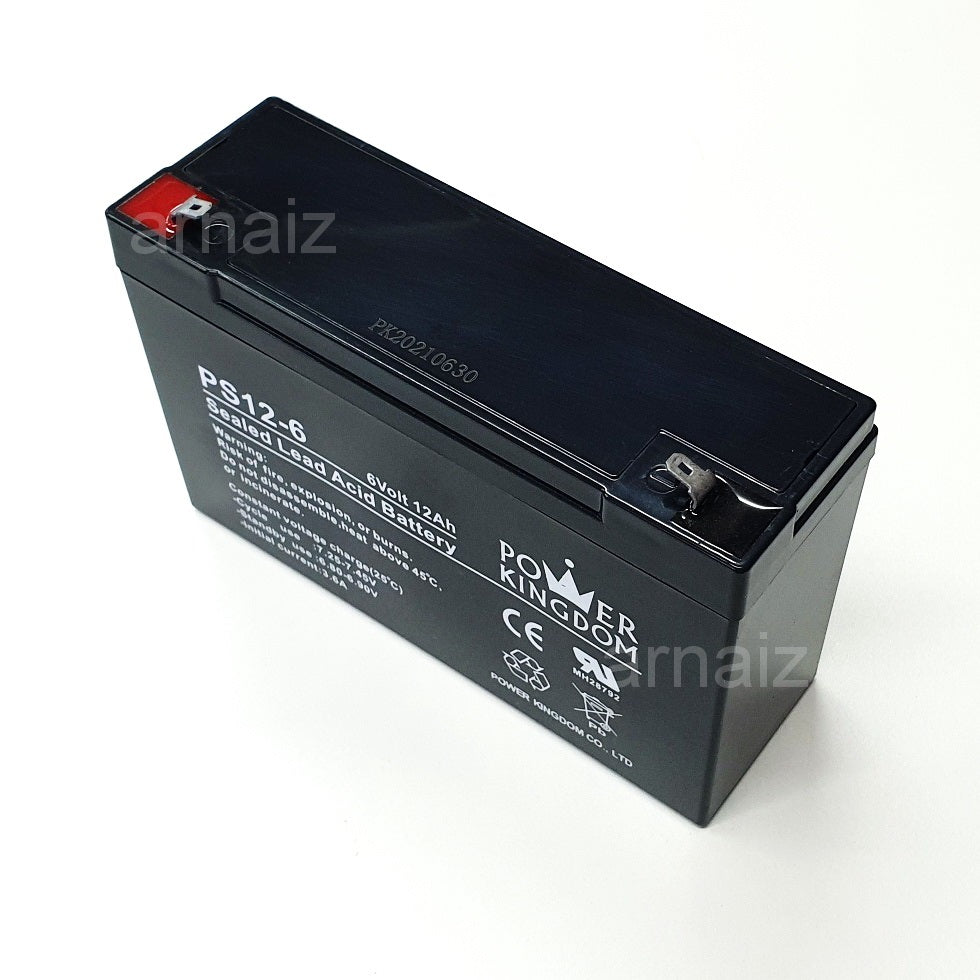 Power Kingdom 6V 12Ah SLA Rechargeable Battery PK12-6 Valve Regulated Sealed Lead Acid Battery