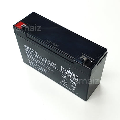 Power Kingdom 6V 12Ah SLA Rechargeable Battery PK12-6 Valve Regulated Sealed Lead Acid Battery