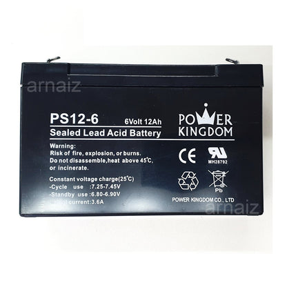 Power Kingdom 6V 12Ah SLA Rechargeable Battery PK12-6 Valve Regulated Sealed Lead Acid Battery
