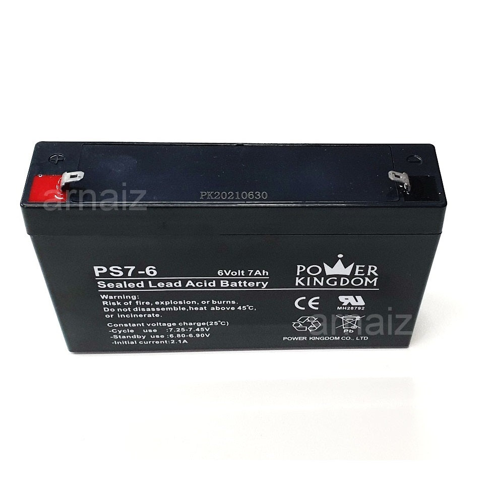 Power Kingdom 6V 7Ah SLA Rechargeable Battery PK7-6 Valve Regulated Sealed Lead-Acid Battery Toy Car
