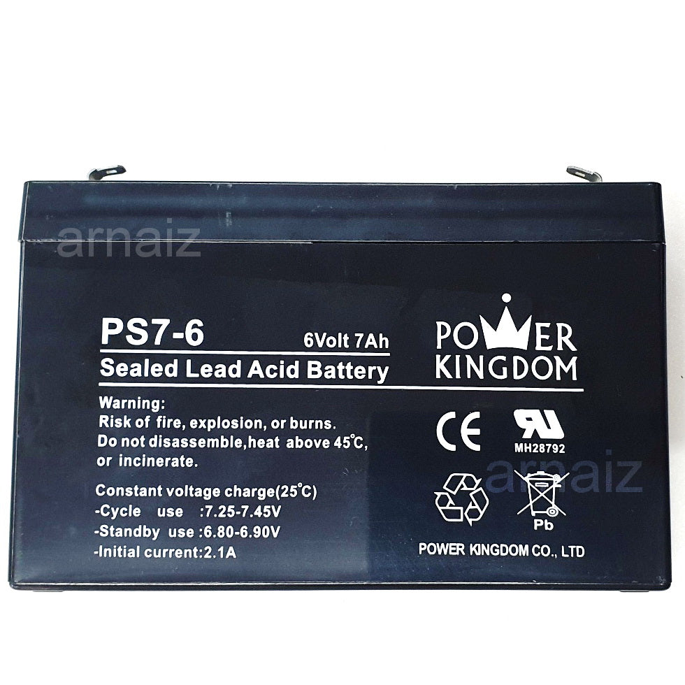 Power Kingdom 6V 7Ah SLA Rechargeable Battery PK7-6 Valve Regulated Sealed Lead-Acid Battery Toy Car