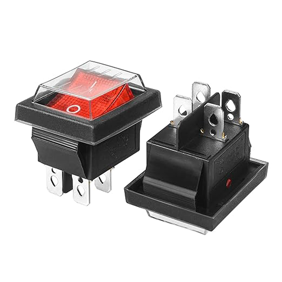 Rocker Switch DPST 4 Pins 2 Position ON Off Boat Toggle Switch Red LED Illuminated 16A 250V 20A 125V