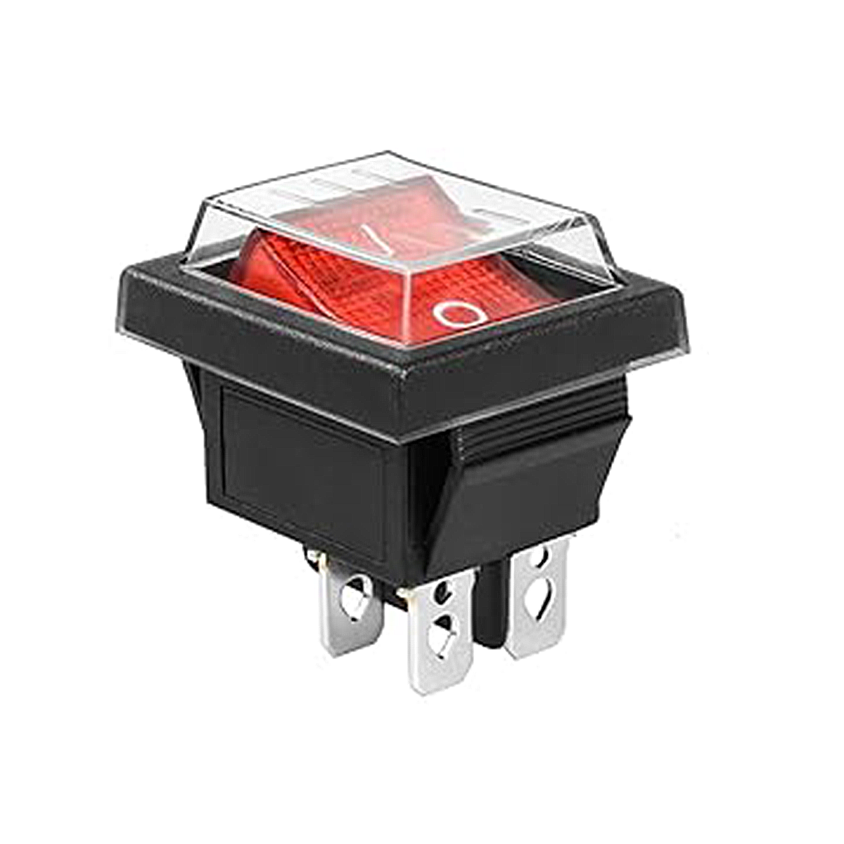 Rocker Switch DPST 4 Pins 2 Position ON Off Boat Toggle Switch Red LED Illuminated 16A 250V 20A 125V