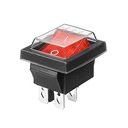 Rocker Switch DPST 4 Pins 2 Position ON Off Boat Toggle Switch Red LED Illuminated 16A 250V 20A 125V