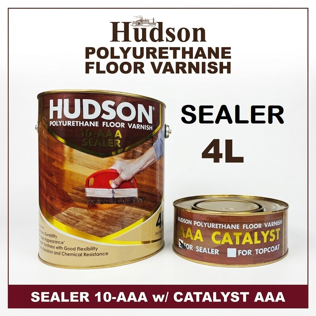 Hudson Polyurethane Floor Varnish Topcoat / Sealer 4 Liters with Catalyst PU Top Coat Wood Cabinet