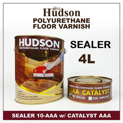 Hudson Polyurethane Floor Varnish Topcoat / Sealer 4 Liters with Catalyst PU Top Coat Wood Cabinet