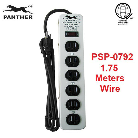 Panther 6 Gang Voltage Surge Protector 6 Outlets Extension Cord 1.75meters PSP-0792 PSP 0792 PSP0792