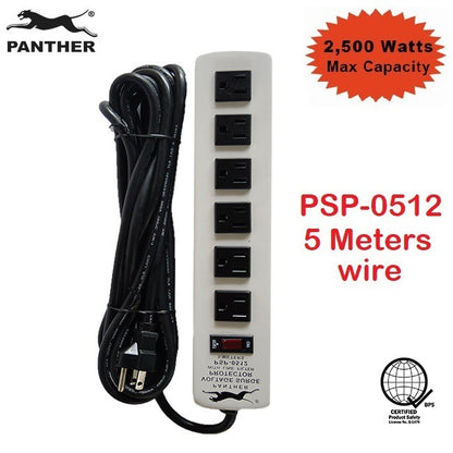 Panther 6-Gang 5M PSP 0512 Voltage Surge Protector Extension Cord PSP-0512 PSP0512