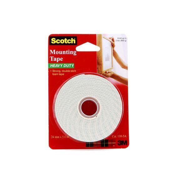 3M Double Sided Tape 24mm x 5m Foam Type Scotch Indoor Mounting Tape 1 inch x 16.4 feet 110-5A