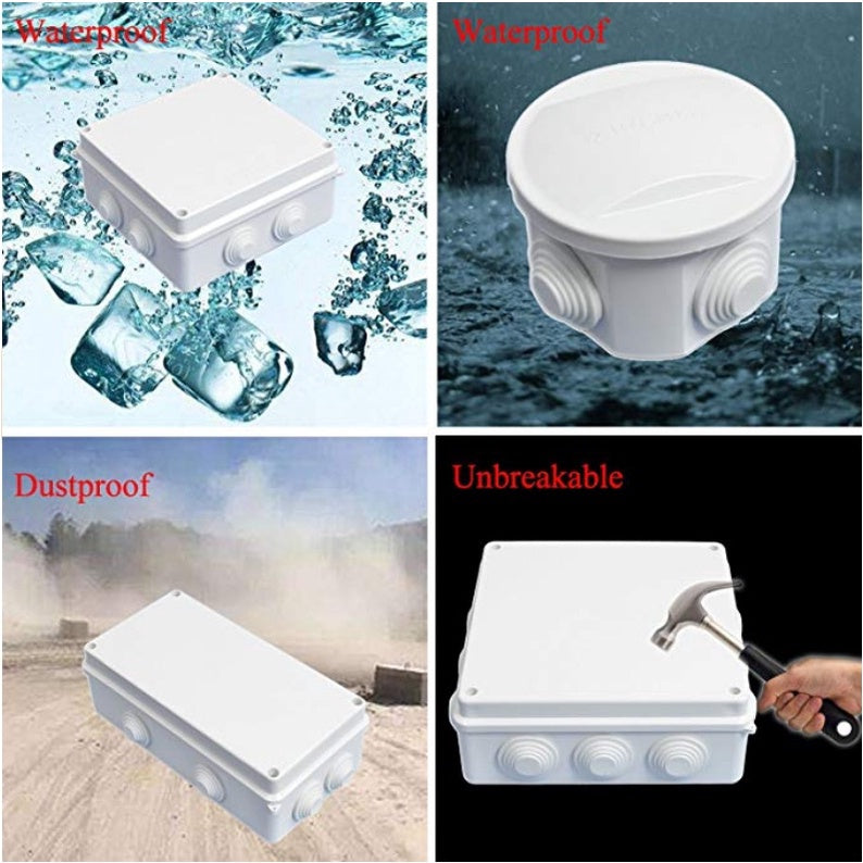 255x200x80mm IP65 Waterproof Outdoor Electrical CCTV Enclosure Square Junction Box White ABS Weather