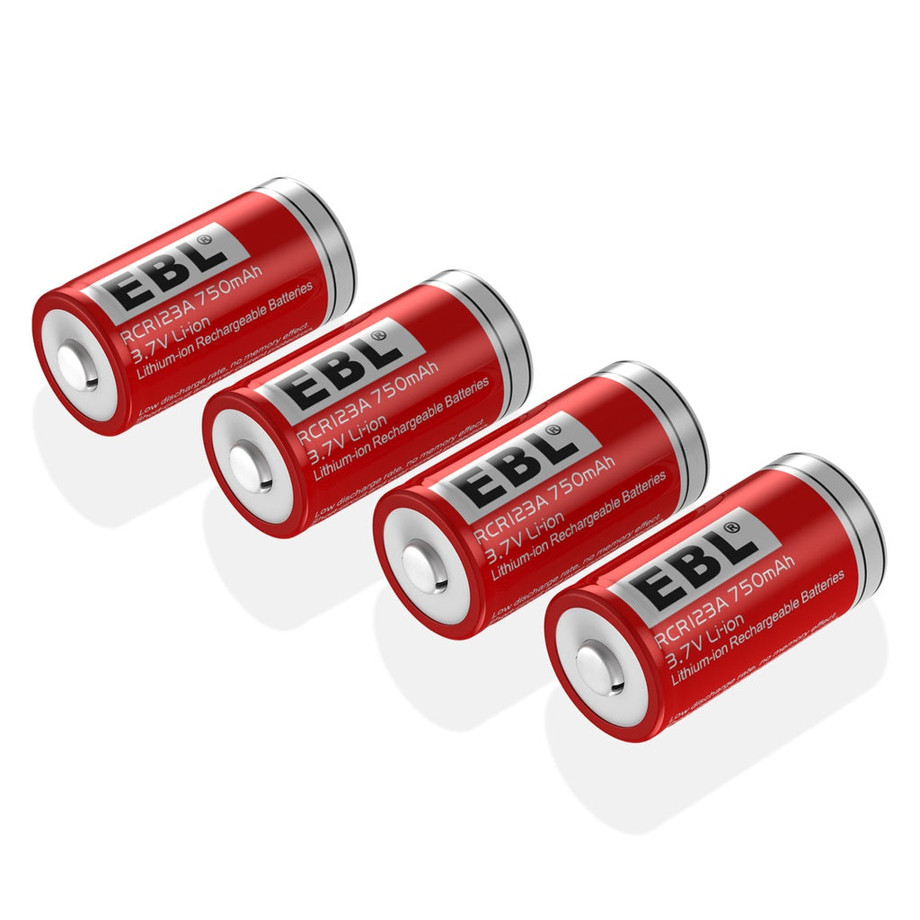 EBL LN-1634 (4 pcs) Rechargeable CR123A Lithium Batteries 3.7V 750mAh 16340 CR123 123 123A Battery