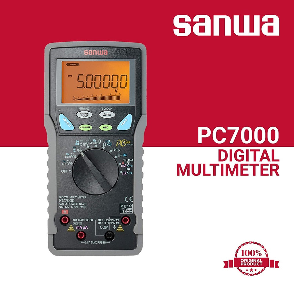 SANWA PC7000 Digital Multimeter High Accuracy High resolution PC Link, Dual Display,Temperature Test