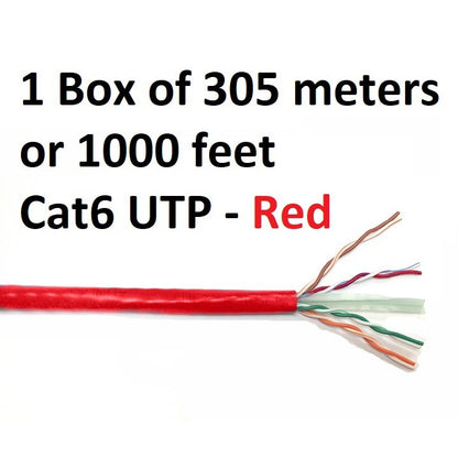 RED Cat 6 Cable UTP Unshielded AWG23 Data LAN Cable Cat6 305 meters 1000 feet 305m 1000ft