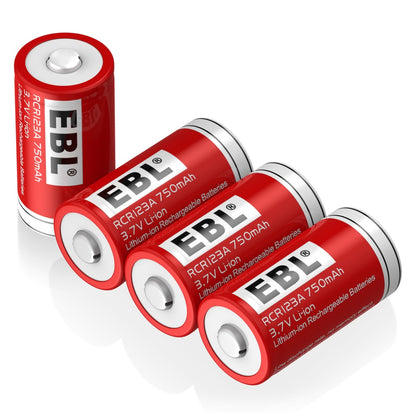 EBL LN-1634 (4 pcs) Rechargeable CR123A Lithium Batteries 3.7V 750mAh 16340 CR123 123 123A Battery