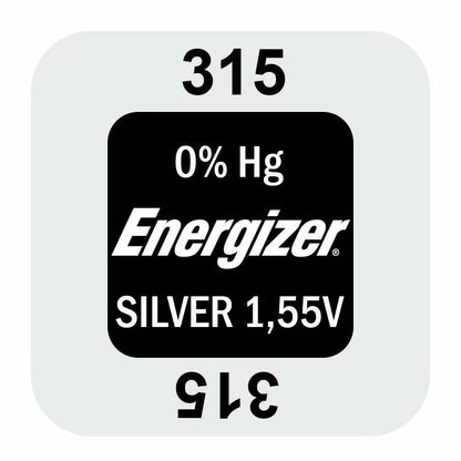 Energizer 315 SR67 (1pc) 1.55v Silver Oxide Button Cell Battery Mercury Free V315 SR716SW RW316 D315