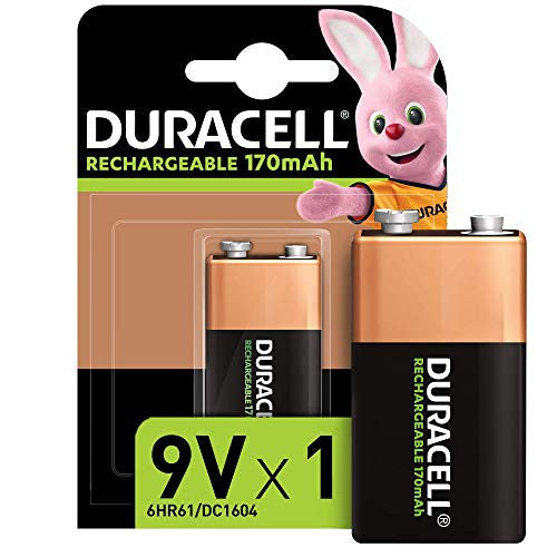 Duracell 9V Rechargeable Battery (1 pc) 170mAh Rechargeable Batteries HR22 6HR61 DC1604