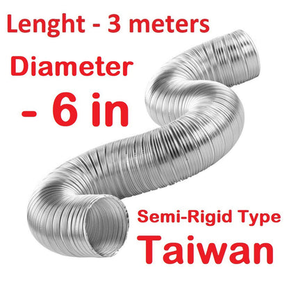 Flexible Aluminum Air Duct 6 inches x 3 meters Aluminum Foil Flexible Ducting Ventilation HVAC 150mm