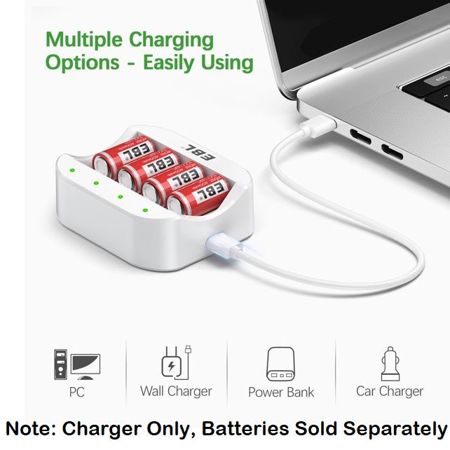EBL LN-6668 C668 4-Bay Individual Battery Charger for RCR123A CR123A 16340  RCR2 CR2 15270