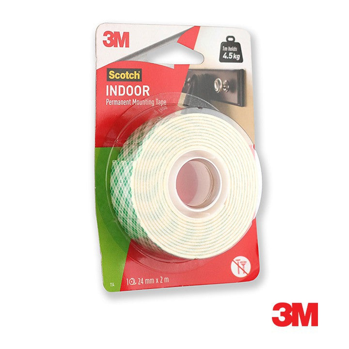 3M Double Sided Tape 24mm x 2m Foam Type Scotch Indoor Mounting Tape 1 inch x 6.6 feet 110-2A