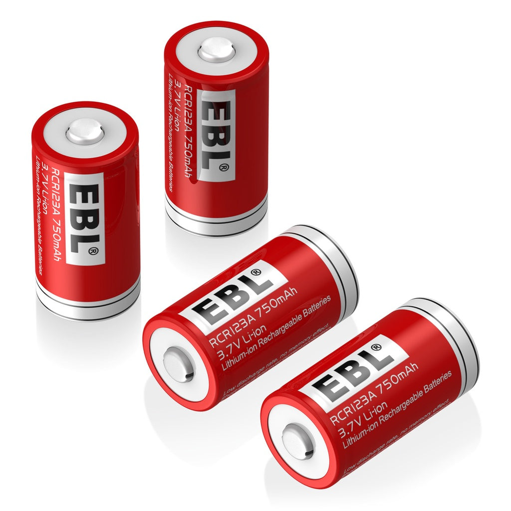 EBL LN-1634 (4 pcs) Rechargeable CR123A Lithium Batteries 3.7V 750mAh 16340 CR123 123 123A Battery