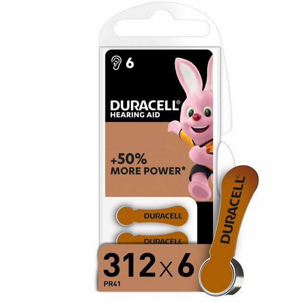 Duracell Size 312 PR41 (6 pcs) Hearing Aid Battery Hearing Aid Batteries 1.45V V312AT