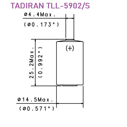 Tadiran TL-5902 1/2AA size Lithium Battery 3.6V Tadiran TL-5902/S TLL-5902/S Batteries TL-2150